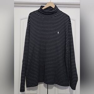 Polo Ralph Lauren Black and White Striped Mockneck Sweater